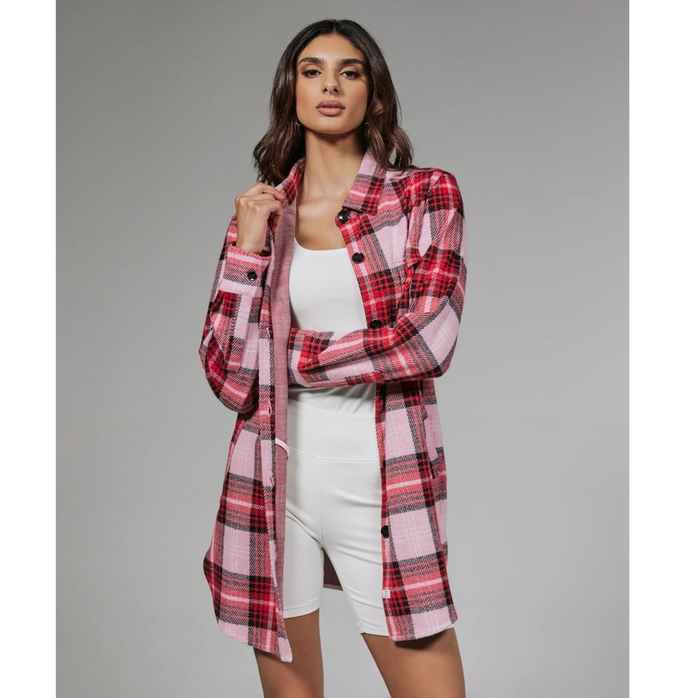 7Diamonds Generation Plaid Soft Knit Pink